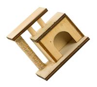 GLEAVI Miniature Cat Scratcher Mini Cat Tree Realistic Wood Fabric Double Bed for Dollhouse Decoration and Pet Micro Scene