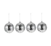GLEAVI Mirror Balls with Shiny Impression Glass 4pcs Silver Classic Design Disco Ball Ornaments for Themed Parties and Dance Floors Party Decorations