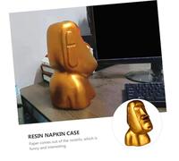 GLEAVI Moai Statue Facial Tissue Holder with Nostrils Design Resin Art Ornament Tissue Box Cover for Home and Office Decor Suitable for Standard Gold Color