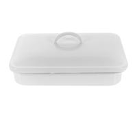 GLEAVI Multi-Functional Enamel Dishes White Roasting Tray with Lid 24x16cm Heat-Resistant Enamel Baking Pan for Desserts After Meals and Family Dinners