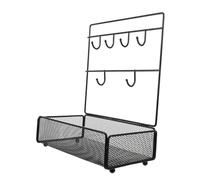 GLEAVI Multifunctional Iron Key and Jewelry Organizer Rack Wall-Mount Desktop Use Black Long Shape Easy Access Storage for Keys Necklaces and Items and Portable Design