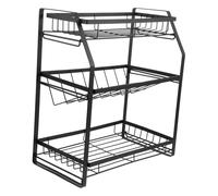GLEAVI Multifunctional Three-layer Carbon Steel Kitchen Storage Rack for Spices and Seasoning Bottles Space-saving Organizer for Home Countertops Suitable for Apartments and Tiny Homes
