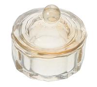GLEAVI Nail Art Pen Wash Cup Beige for Easy Cleaning with Lid Glass Unique Shape Dappen Dish Sturdy Crystal Glass Container for Nail Art Process and Home Use and Enthusiasts
