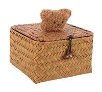 GLEAVI Natural Seagrass Storage Baskets with Lids 14.5Cm Square Toilet Paper Storage Basket for Bathroom Living Room