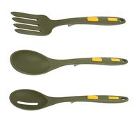 GLEAVI Nonstick Silicone Cooking Utensils Set Ergonomic Long Handle Pasta Spoon Slotted Spoon and Fork for Safe Comfortable and Practical Kitchen Use