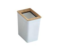 GLEAVI Nordic Style Garbage Can with Bamboo Lid Simple Waste Bucket for Home and Office Small Eco Friendly Trash Bin for Kitchen Bathroom Bedroom Desk Sundries Storage