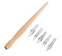 GLEAVI Novelty Pen Drawing Pen Vintage Wood Steel Construction Bent Tip Design Irregular Rod Design Comfortable Writing Experience Lines for Lettering Artistic Effects