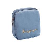 GLEAVI Outdoor Sanitary Towel Pouch Cotton Zippered Sanitary Towel Storage Pouch Blue Large Capacity Women Coin Purse for Travel and Office Compatible with Loose Change and Small