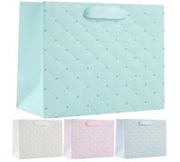 GLEAVI Paper Present Bags 4Pcs Mint Green and Light Gray Sturdy White Cardboard for Birthday Parties and Wedding Celebrations