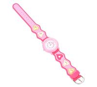 GLEAVI Pink Glitter Heart 3D Silicone Cartoon Watch, Waterproof Wristwatch for Students, Deep Pink Solid Color, Suitable for