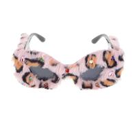 GLEAVI Plush Cat Eye Sunglasses with Leopard Print Faux Frame, Soft Velvet Funny Sunglasses for Women Party Costume, Unique Retro Eyewear for Photoshoot and Festival