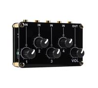 GLEAVI Portable 4-channel Mini Audio Mixer with Highest Sound Quality and Passive Circuit Design, Black Pcb and Acrylic Material, 4 Independent Input Volume Knobs, Single Main Output