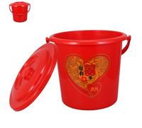 GLEAVI Portable Plastic Wedding Bucket: Happiness And Blessing Ceremony Pail With Lid For Chinese Marriage - Functional Bridal Water Container