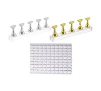 GLEAVI Professional with Oval Chessboard Nail Holder Design Textured Surface 2 Sets Acrylic Nail Art Practice Tray Compact Easy to Store for Home Salons