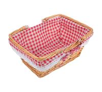 GLEAVI Rectangular Wicker Bread Basket Willow Woven Storage Container Sundries Box with Liner for Kitchen Fruit and Snacks Tabletop Restaurant Home