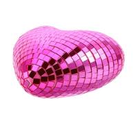 GLEAVI Reflective Heart-shaped Disco Ball Pendant Pink Glass Ornament for Valentine's Day Wedding Party Decoration with Easy Hanging Mechanism and Sparkling Mirror Surface