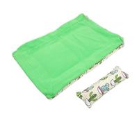 GLEAVI Reptile Sleeping Bag with Pillow and Blanket, Cotton Lizard Bed for Iguana and Gecko, Soft Beige and Green Habitat Decor for Bearded Dragon and Small Pets