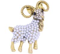 GLEAVI Rhinestone Sheep Brooch Pin with Faux Pearls Alloy Material Elegant Animal Lapel Pin for Women Suitable for Special Parties and Daily Life Accessories