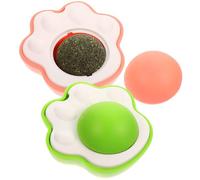 GLEAVI Rotatable Household Catnip Ball 2pcs Set for Indoor Cats and Kittens, Interactive Cat Lick and Teeth Cleaning, Green and Pink Mint Flavor