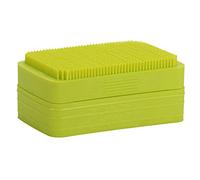 GLEAVI Silicone Soap Box with Lid and Dual-Sided Exfoliating Bath Brush Set, Green, 2 Pieces - Multipurpose Soap Holder and Silicone Exfoliator for Shower and Bathroom Use