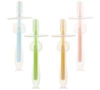 GLEAVI Silicone Toothbrushes and Soft Bristles Portable 4pcs with Suction Base that Will Not Hurt Gums or Teeth, Lightweight Oral Care for Newborns and Infants