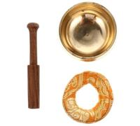 GLEAVI Singing Wooden Style, Cushion with Striker Tibetan and Copper Bowl Set Calming and Therapeutic Sound Healing Instrument Color Meditation Yoga for Men
