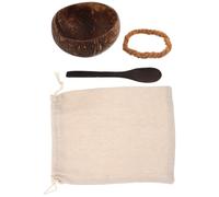GLEAVI Small Face Mask Mixing Bowl with Spoon Made from Natural Coconut Shell Featuring Smooth Interior and Portable Design, for Beauty Salons and Home Facial Care
