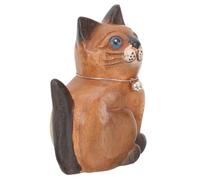 GLEAVI Solid Wood Cat Figurine Rustic Wooden Cat Statue Lightweight Home Decor for Shelf Display Portable Animal Ornament for Farmhouse Style