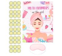 GLEAVI Spa Party Game Poster Pin The Cucumbers Girls Blindfolds Included Fun Decorations for Kids and Women's Spa Birthday Parties