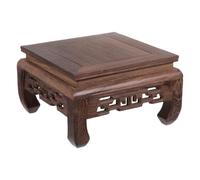 GLEAVI Square Wooden Pedestal Stand for Home Décor and Tabletop Display, Solid Wood Material Antique Style, Grain and Detailed Carved Patterns, Versatile Display Base for Sculpture