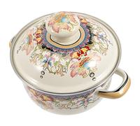 GLEAVI Thickened Enamel Soup Pot with Lid Double Handles for Home Cooking Portable Kitchen Stockpot for Stews and Soups Even Heat Distribution Compatible with Gas and Induction Stoves