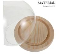 GLEAVI Transparent Glass Display Dome Cloche with Wooden Base Round Protective Cover for Eternal Flowers and Mini Clay Figures Dustproof Showcase for Desktop Ornament Easy to Clean and