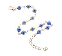GLEAVI Turkish Blue Eye Bracelet for Women, Dark Blue Beaded Protection Jewelry, Adjustable Link Chain with Gold Finish, Trendy Spiritual Amulet for Daily Wear