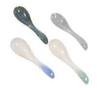 GLEAVI Unique Japanese Ceramic Slotted Serving Spoon Comfortable and Easy to Clean 4 Pcs with Creative Design for Home Use for Serving Salad, Soup, and Yogurt