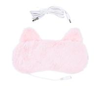 GLEAVI USB Heated Eye Mask Sleep Eye Mask Flannel Pp Material Hot Compress Pink 3D Cartoon Design Shading Protective Blinder for Home Before Going to Bed