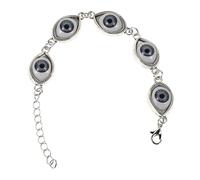 GLEAVI Vintage Adjustable Chain Bracelet with Blue Evil Eye Charm, Punk Angel Devil Style, Antique Silver Finish, Fashion Jewelry for Women,