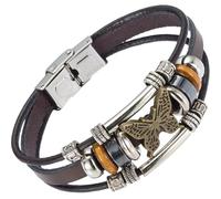 GLEAVI Vintage Metal Punk Butterfly Multilayer Bracelet for Women, Bohemian Goth Leather Cuff Wristband, Retro Aesthetic Punk Jewelry Accessory