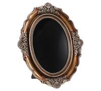 GLEAVI Vintage Oval Scrying Mirror with Black Obsidian Look and Resin Frame | Meditation Rituals and Altar Display, Tabletop Use, Antique Style Finish, Spiritual Gazing Sessions