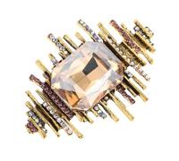 GLEAVI Vintage Rhinestone Brooch Pin for Women - Rectangular 3D Crystal Lapel Pin in Antique Gold Tone - Fashion Flower Brooch for Wedding, Formal Events, and Party Accessories