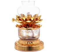 GLEAVI Vintage Windproof Alloy Butter Oil Lamp Adjustable Dimming for Temple Worship and Home Decor, Buddha Offering Liquid Oil Light, Retro Blessing Lamp Adornment