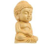 GLEAVI Wood Carved Small Buddha Statue Creative Zen Figurine Handcrafted Cypress Wood Sculpture Tabletop Ornament for Home and Car Decor