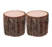 GLEAVI Wood Stumps for Decorating 2pcs 6-inch Hollow Round Wooden Logs with Cedar Bark for Rustic Display and Wedding Aisle Marker Signin Stations