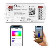 GLEDOPTO Matter RGBCCT LED Strip Controller 20A Max for PWM Analog LED Strip Light APP Voice Control RGBW RGB Dimmable Work with Homekit Google Echo Alexa (Matter 218M)
