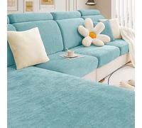 Gleedipre French elastic chenille Sofa protective cover seat cushion backrest headrest Dust jacket Suitable for all seasons Sofa fitted sheet(Light Blue,80-95cm x 50-65cm)
