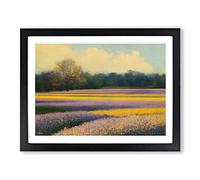 Gleeful Bluebell Field Framed Wall Art Print A2 Black