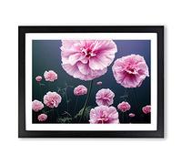 Gleeful Carnation Flowers Framed Wall Art Print A2 Black