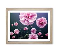 Gleeful Carnation Flowers Framed Wall Art Print A2 Oak