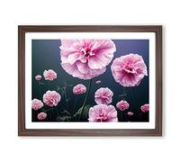 Gleeful Carnation Flowers Framed Wall Art Print A2 Walnut