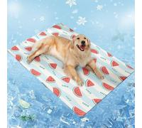 Gleegain Fruit Print Dog Cooling Mat Portable Small Medium Jumbo Large Pet Cooling Cushion for Home & Outdoor Pet Summer Washable Pad (Pink, Small)