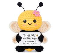Gleevara Golden Wedding Anniversary Adorable Gift for Her, 50th Wedding Anniversary Romantic Gift - Handmade Crochet Cute Bee, Emotional Support Crochet Valentines Gifts Decoration for Her